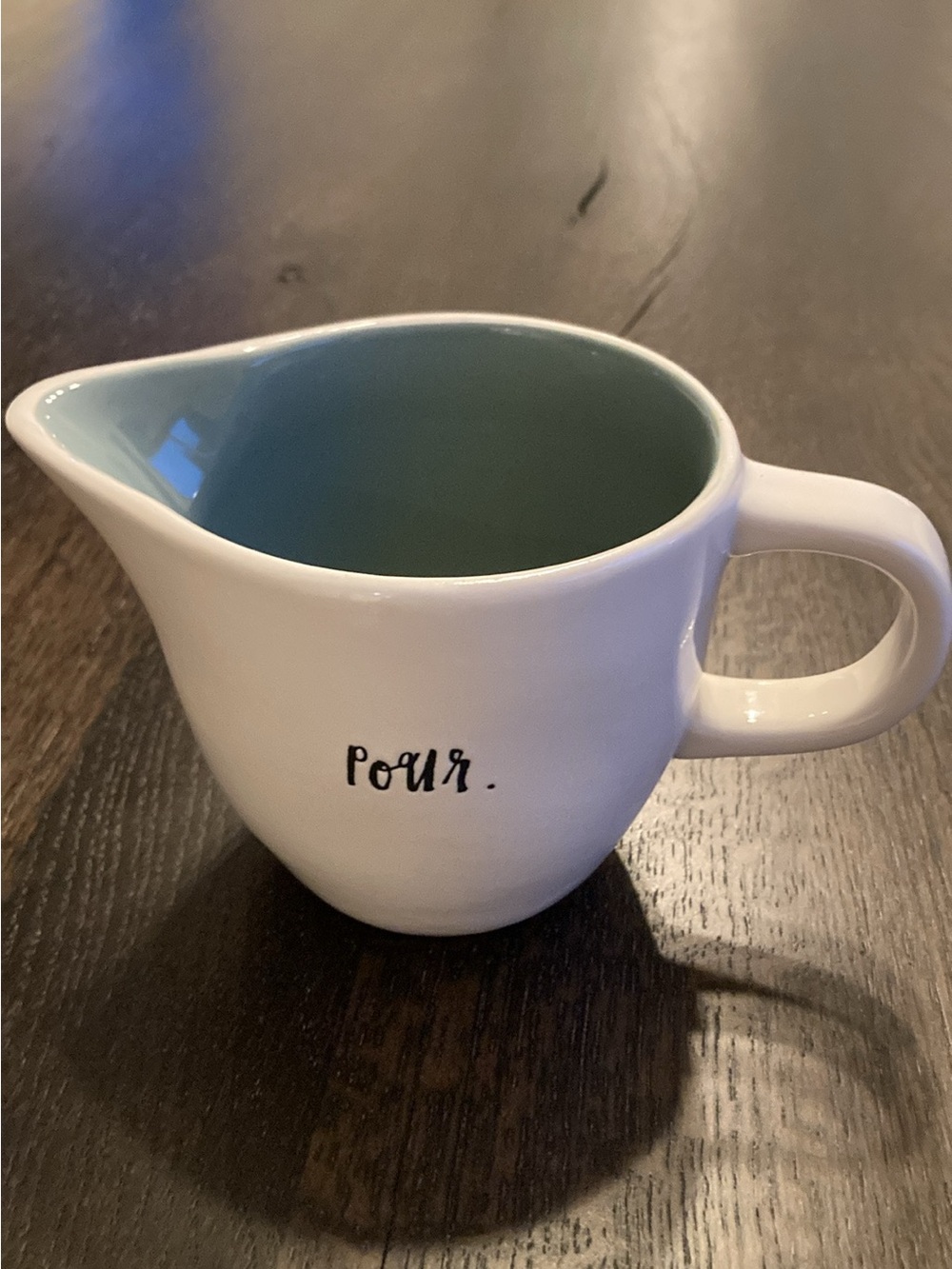 Rae Dunn White Creamer with Blue Interior